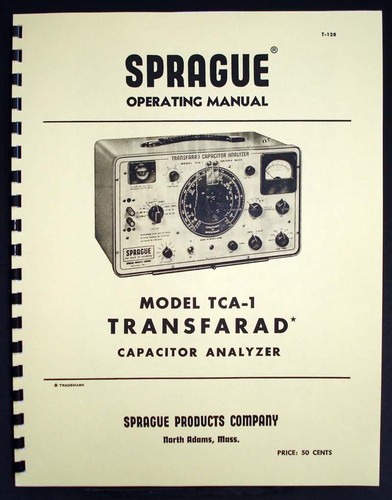 SPRAGUE TO-3 TEL-OHMIKE Resistor-Condenser Analyzer Manual 