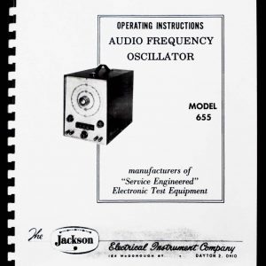 Jackson 658-1 Tube Tester Manual with Tube Test Data 