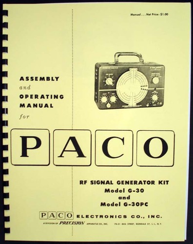 new remastered MANUAL for Precision PACO Signal Generator G-30 G-30PC 