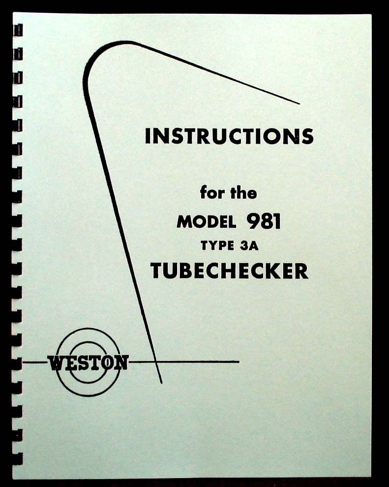 Weston 978 Tube Tester Instruction Manual 