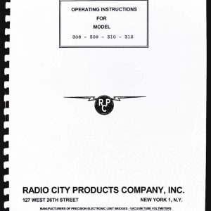 RCP 308 309 310 312 Tube Tester Manual with Tube Data and Supplement 